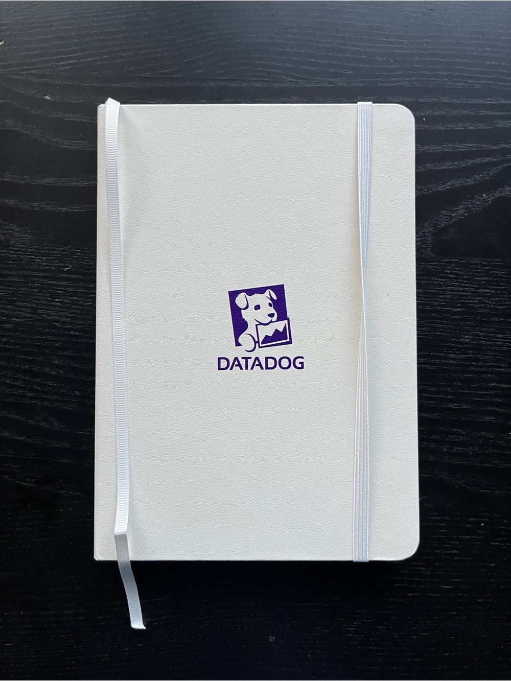 Paperage Datadog Hardcover Lined Journal Notebook White 5.7x8 Elastic Pocket